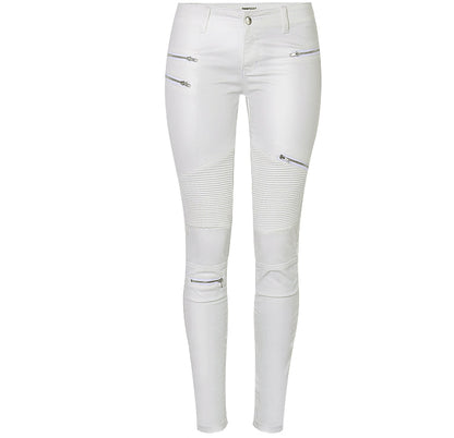 "Lola" White Faux Leather Zippered Knee Pencil Pants Country in My Heart