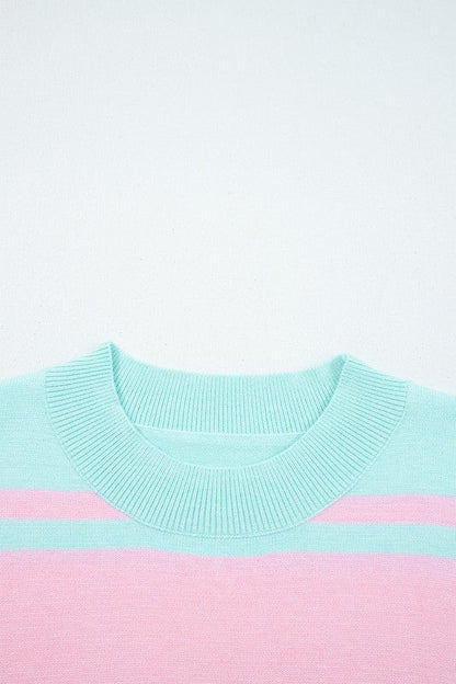 Stripe Ribbed Trim Crewneck Cropped Sweater Shop Style & More | Fresh Looks, Everyday Deals & Free Shipping