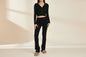 Women’s Knitted Hooded Two-Piece Set – Cardigan & High-Waisted Pants Suit FitiqueFit