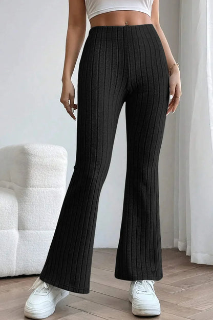 Basic Bae Full Size Ribbed High Waist Flare Pants New Era Fashion LLc