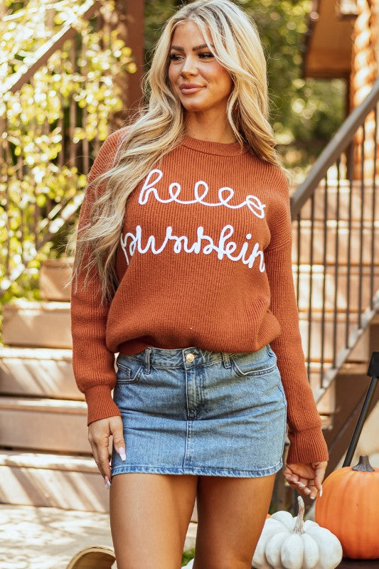 Hello Pumpkin Crewneck Sweater Shop Style & More | Fresh Looks, Everyday Deals & Free Shipping