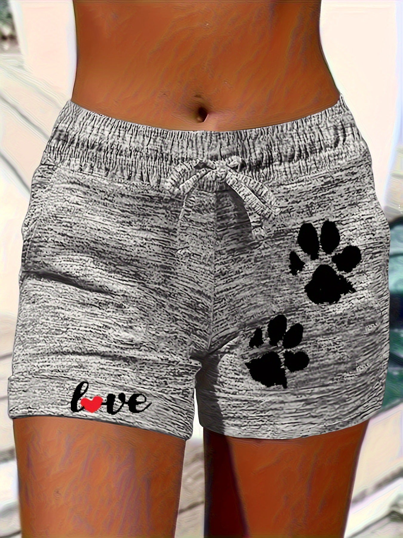 Women's Printed Elastic Waist Cropped Shorts With Pockets FitiqueFit
