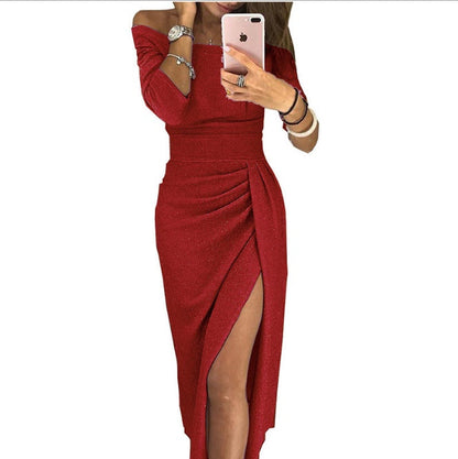 Bodycon Off Shoulder Party Dinner sequin Dress Elegant Long-sleeved Grayceful LLC