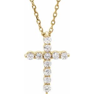 14K Yellow 1/4 CTW Lab-Grown Diamond Cross 16-18" Necklace Ethereal Legacy Boutiques