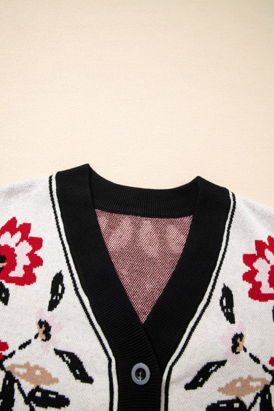 Floral Knit Button-Front V-Neck Cardigan Shop Style & More | Fresh Looks, Everyday Deals & Free Shipping