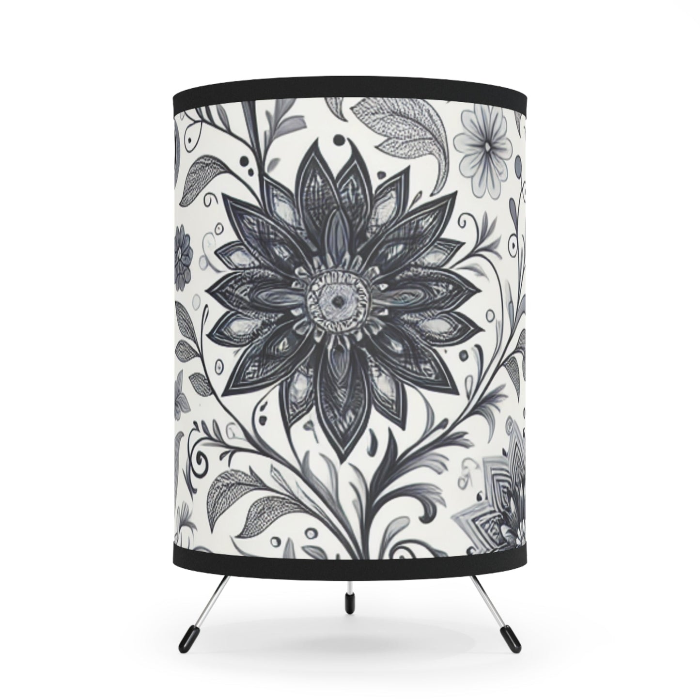 Elegant Floral Tripod Lamp, Home Decor, Accent Lighting, Modern Design, Bedroom Lighting, Living Room Decor, Unique Gift Grayceful LLC