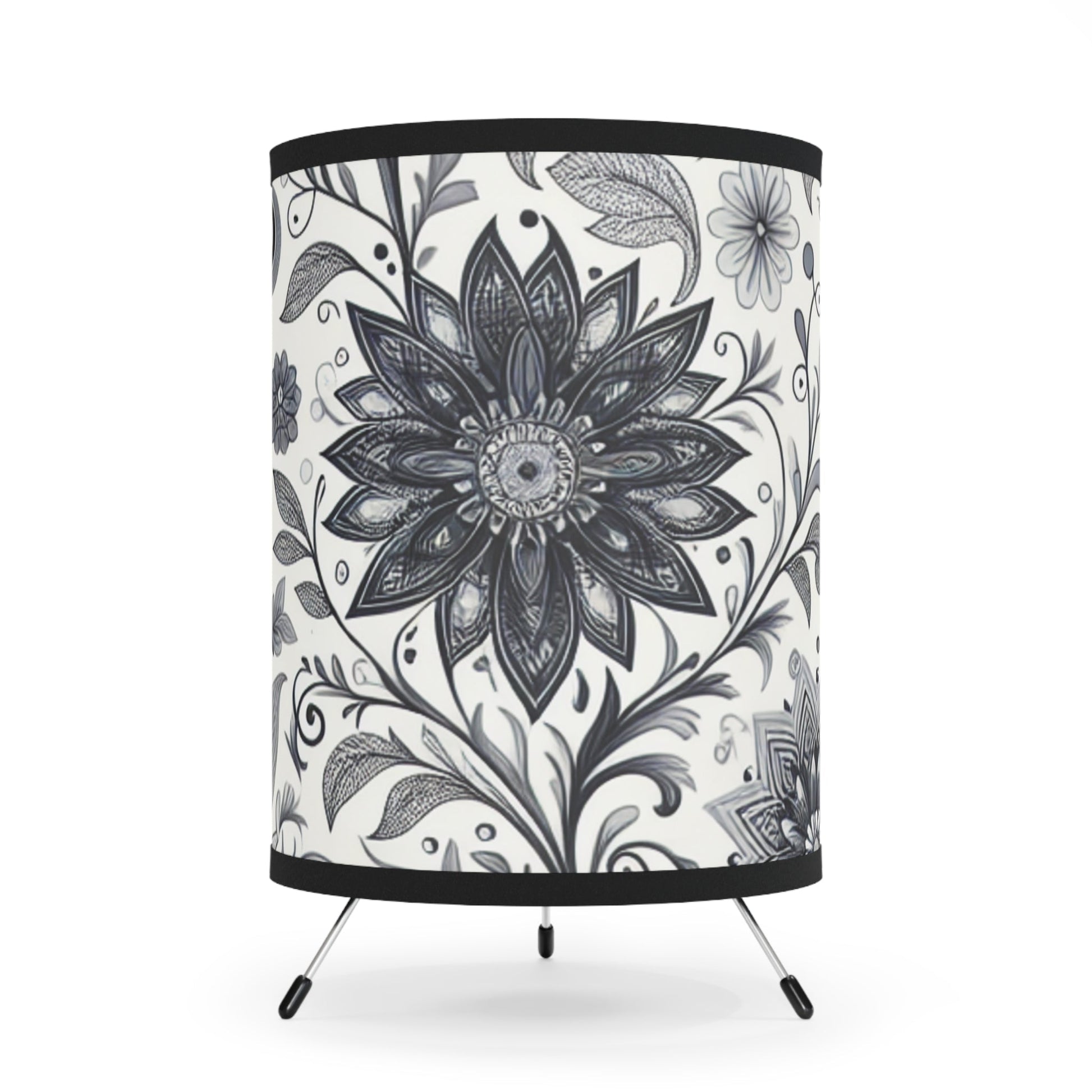 Elegant Floral Tripod Lamp, Home Decor, Accent Lighting, Modern Design, Bedroom Lighting, Living Room Decor, Unique Gift Grayceful LLC