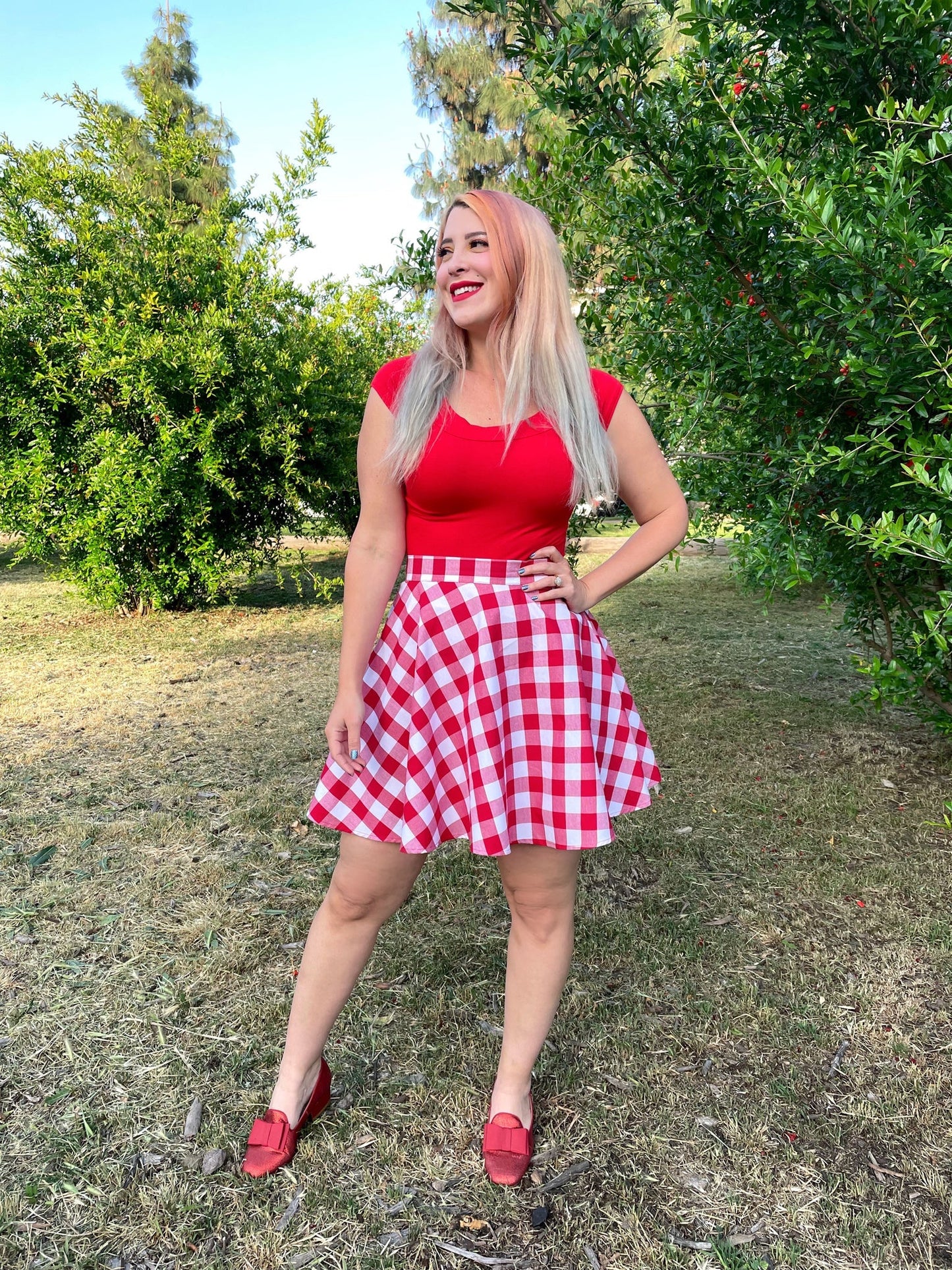 Retro Boat Neck Top in Red Retrolicious