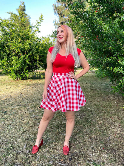 Retro Boat Neck Top in Red Retrolicious