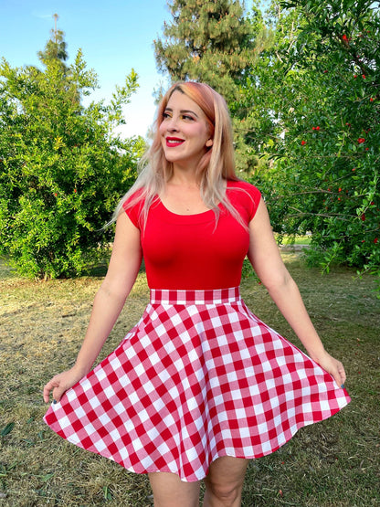 Red Gingham Skater Skirt Retrolicious
