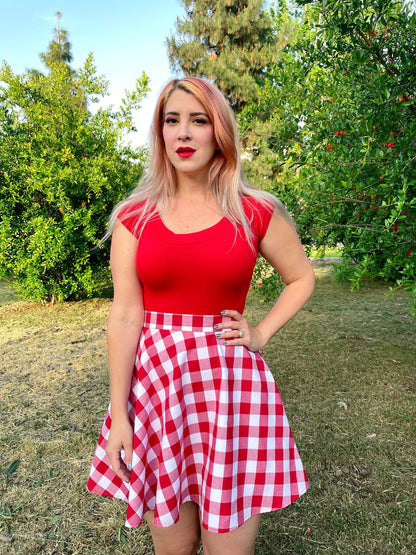 Retro Boat Neck Top in Red Retrolicious