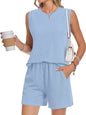 Casual Ribbed Knit Sleeveless Top and Shorts Set New Era Fashion LLc