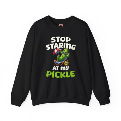 Stop Staring At My Pickle Crewneck Sweatshirt The Devil's Pickle