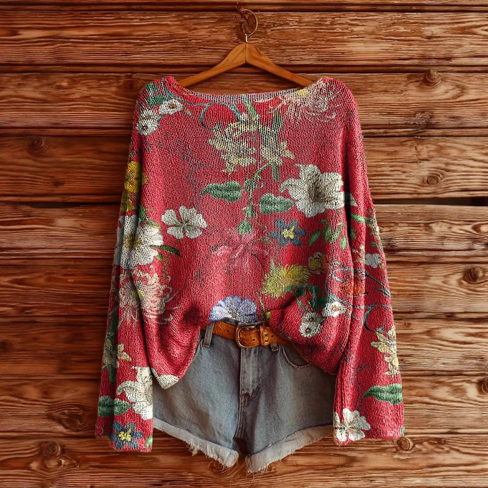Women’s Fall Wildflower Print Long Sleeve T-Shirt FitiqueFit