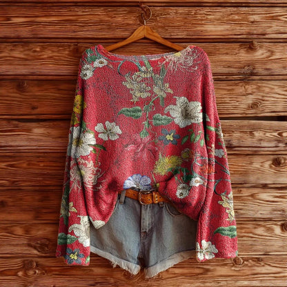 Women’s Fall Wildflower Print Long Sleeve T-Shirt FitiqueFit