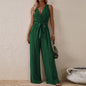 Women's Strap High-Waist Sleeveless Jumpsuit – Ice Silk Casual Wide-Leg FitiqueFit