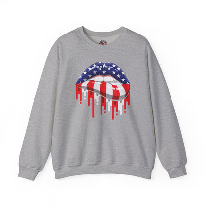 American Flag Lips Crewneck Sweatshirt The Devil's Pickle