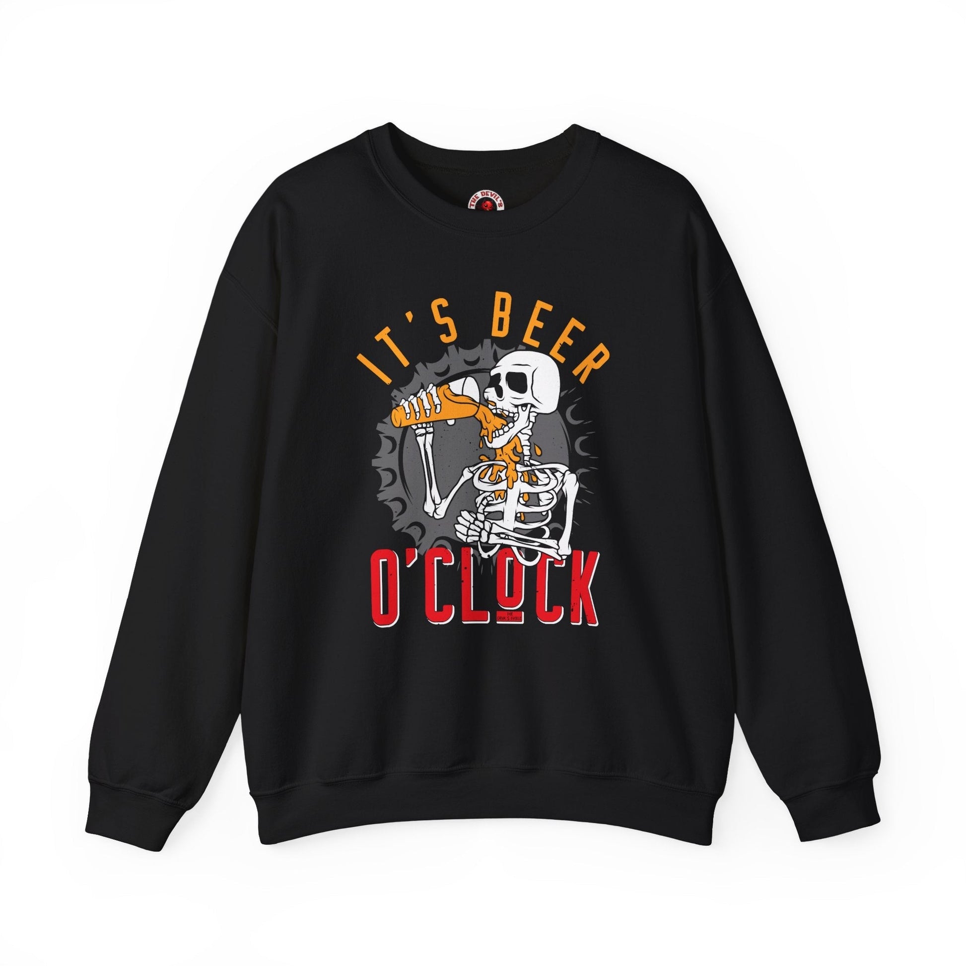 It's Beer O'Clock Skeleton Crewneck Sweatshirt The Devil's Pickle