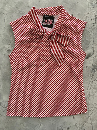 Candy Cane Stripe Bow Top - Plus Sizes only Retrolicious