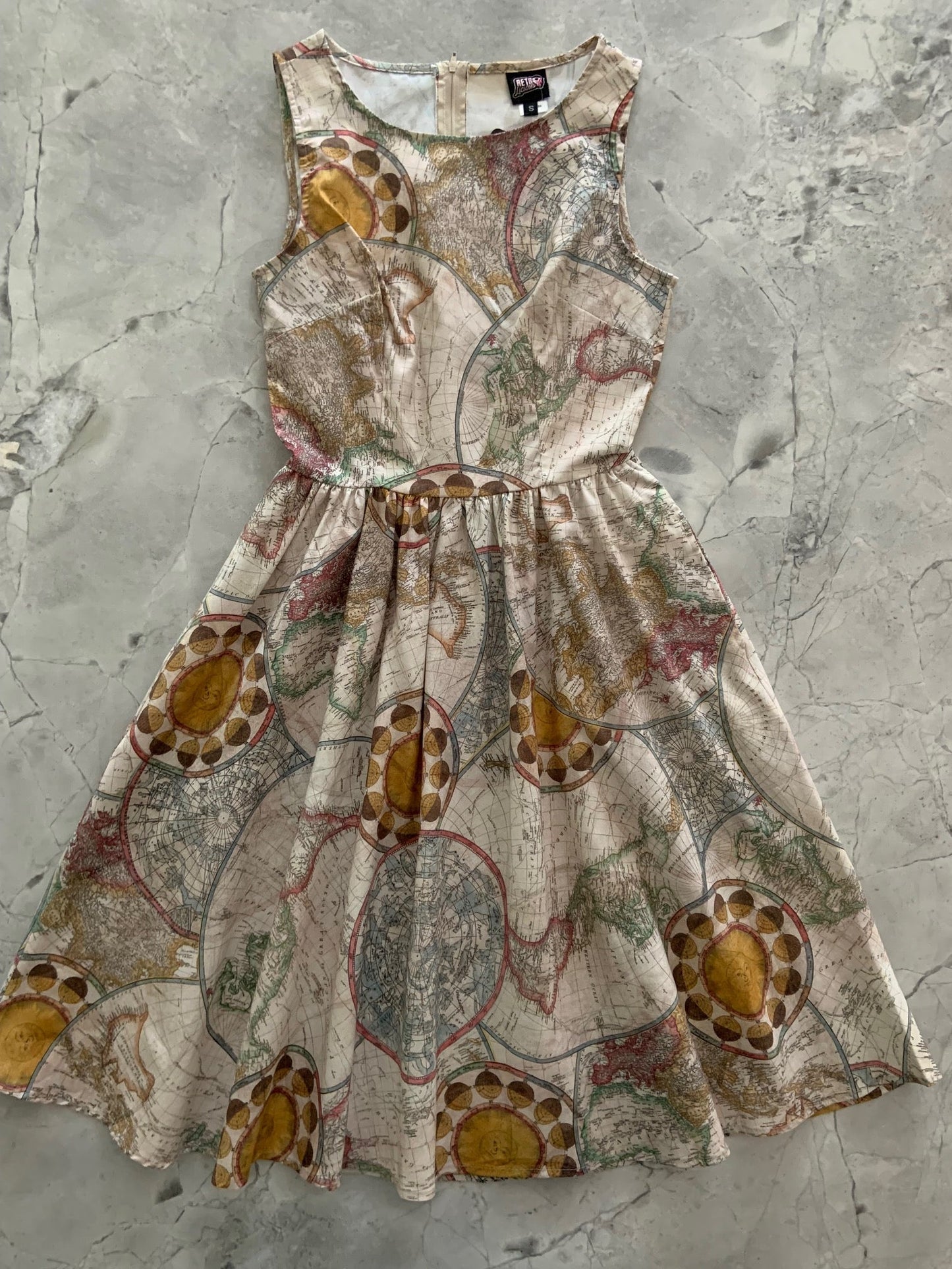 Map Vintage Dress - XS only, 1 left! Retrolicious