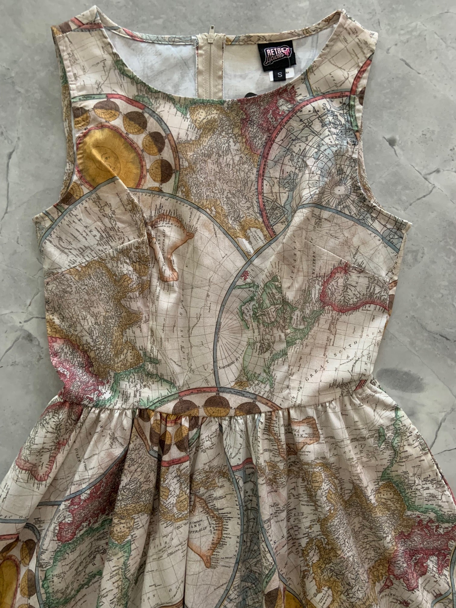 Map Vintage Dress - XS only, 1 left! Retrolicious