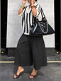 Women's Wide-Leg Cargo-Style Pants with Zipper & Button Detail FitiqueFit