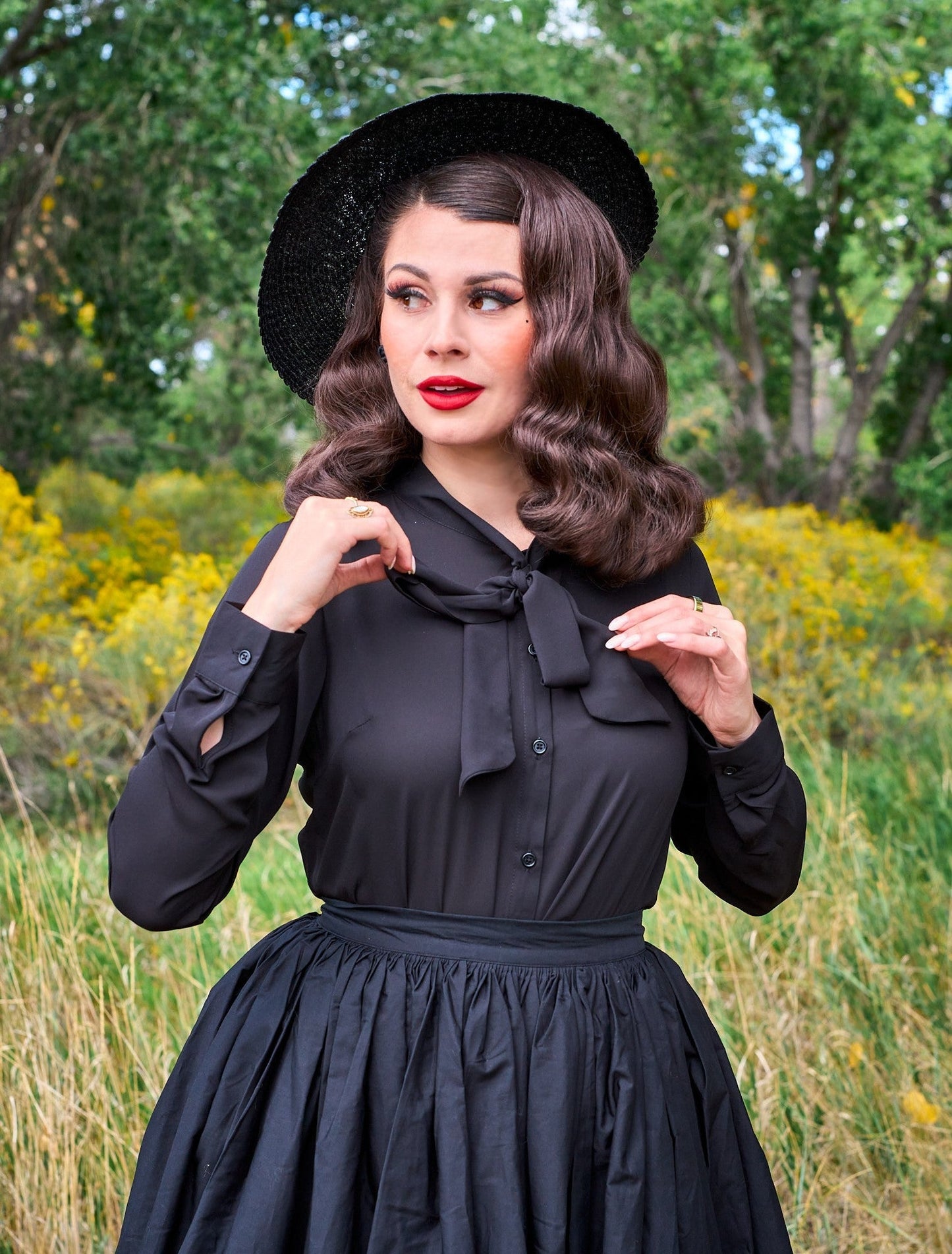 Helen Retro Blouse in Black Retrolicious