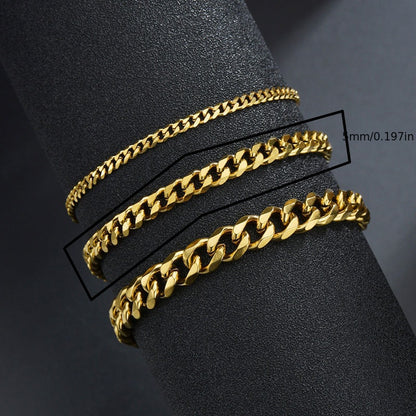 3/5/7/mm Fashion Simple Stainless Steel Cuban Chain Bracelet For Men And Women NovaCart