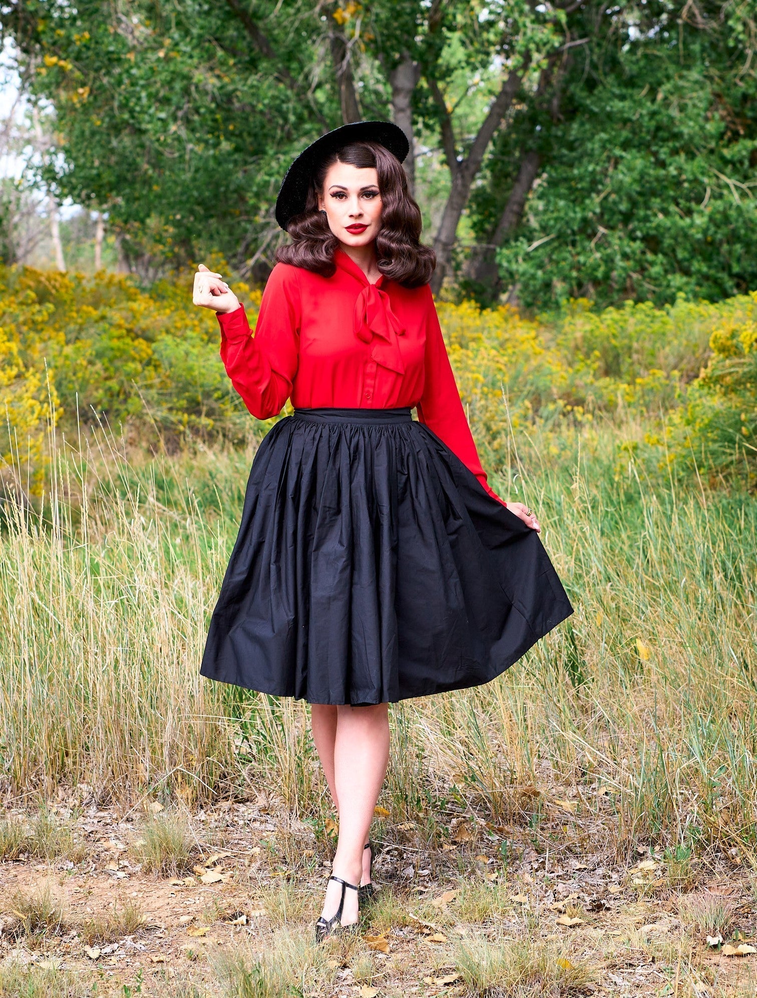 Helen Retro Blouse in Red - Plus Sizes only Retrolicious