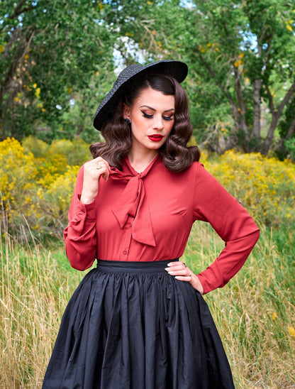 Helen Retro Blouse in Cognac - 3X only Retrolicious