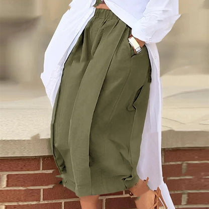 Women's Solid Color Cotton Wide Leg Cropped Pant FitiqueFit