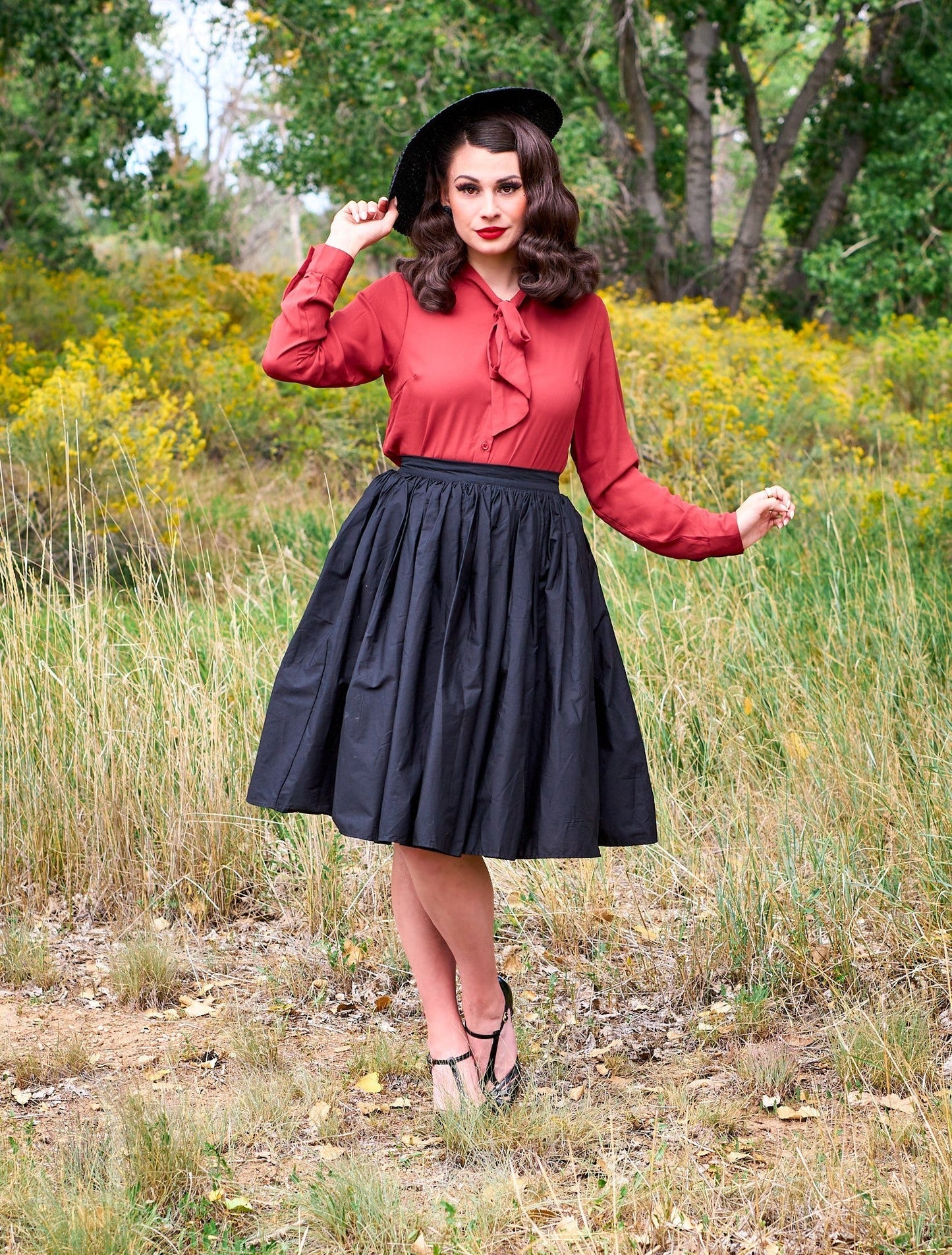 Helen Retro Blouse in Cognac - 3X only Retrolicious