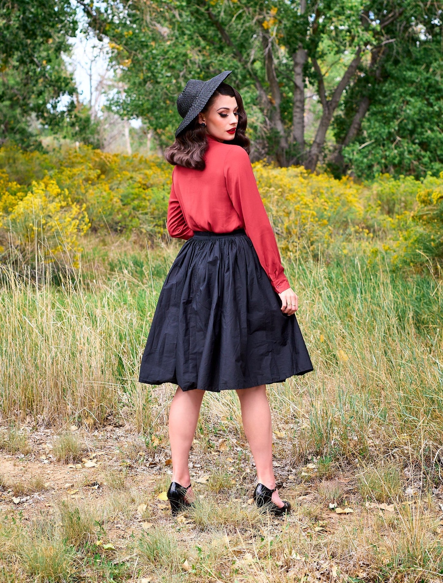 Helen Retro Blouse in Cognac - 3X only Retrolicious