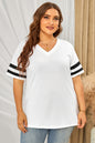 Plus Size Striped V-Neck Tee Shirt See size chart under “more details” The Fashion Celestial