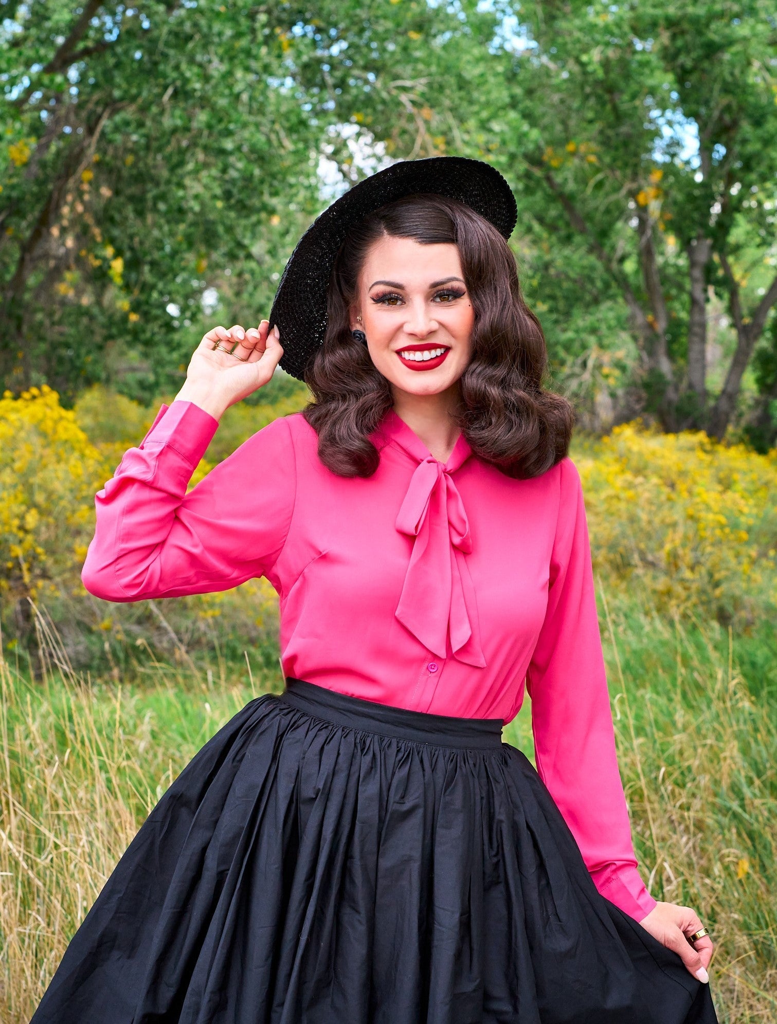 Helen Retro Blouse in Pink Retrolicious