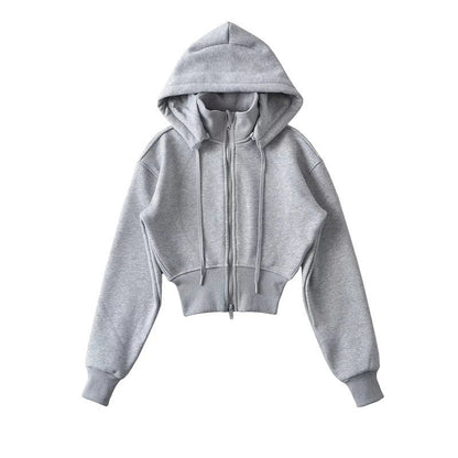 European And American Style Fleece-lined Waist Stand Collar Detachable Hooded Zipper Sweatshirt See size chart under “more details” The Fashion Celestial