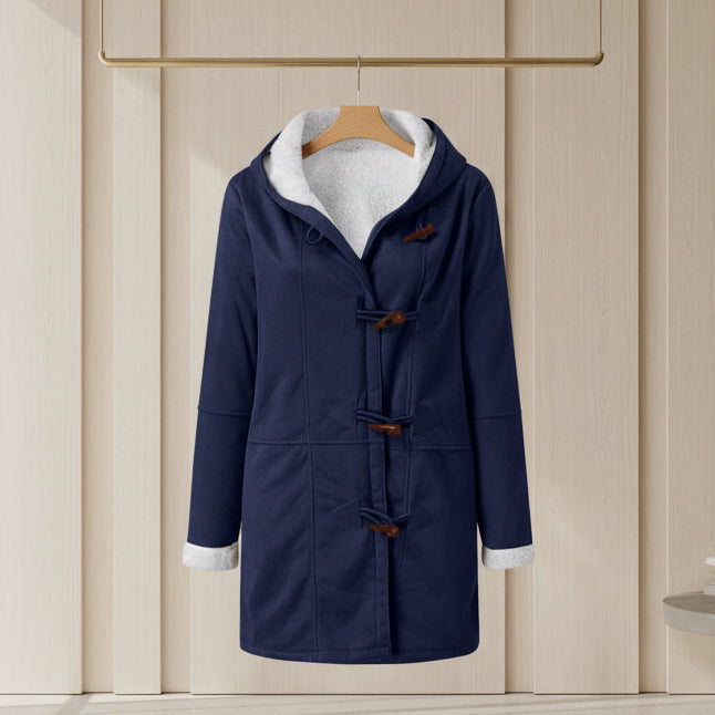 Sherpa-Lined Duffle Toggle Jacket with Hood — Warm Hooded Fleece Coat FitiqueFit