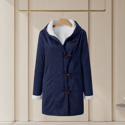 Sherpa-Lined Duffle Toggle Jacket with Hood — Warm Hooded Fleece Coat FitiqueFit