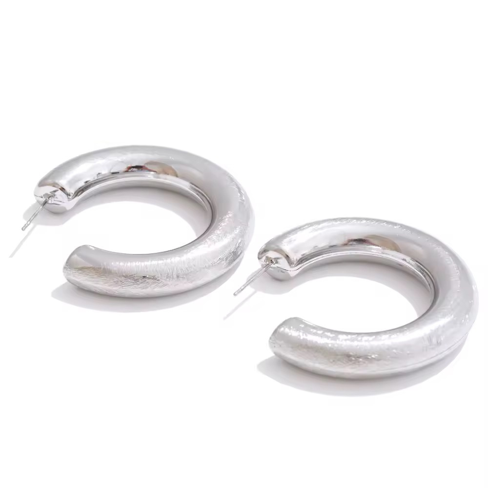 Brushed Hoop Earrings - 18k Plated Stainless Steel Deep South Originals
