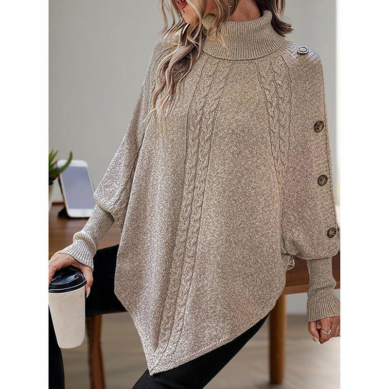 Women's Asymmetry Hem Turtleneck Sweater FitiqueFit