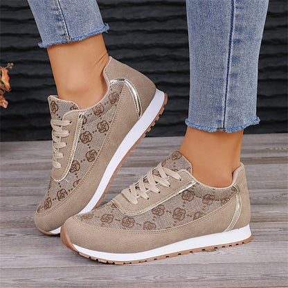 Floral Print Lace-Up Sneakers – Comfortable Canvas Shoes FitiqueFit