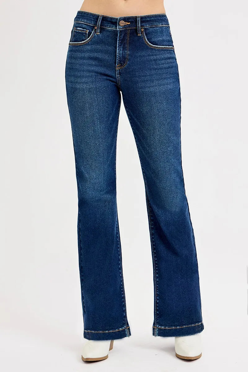RISEN Full SIze Tummy Control Mid Rise Flare Jeans Plus SIze West2East Surf