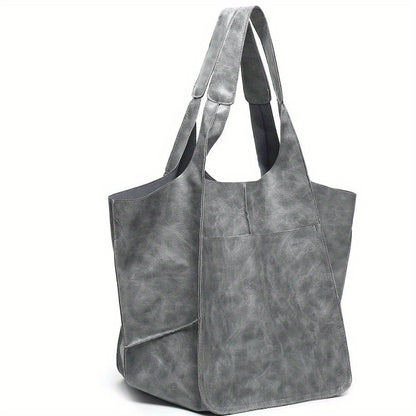 Large Capacity Retro PU Tote Bag For Women - Spacious & Stylish Handbag With Handy Front Pocket For Work, Travel & Everyday Chic NovaCart