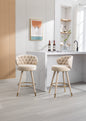 COOLMORE Counter Height Bar Stools Set of 2 for Kitchen Counter Solid Wood Legs with a fixed height of 360 degrees Beige