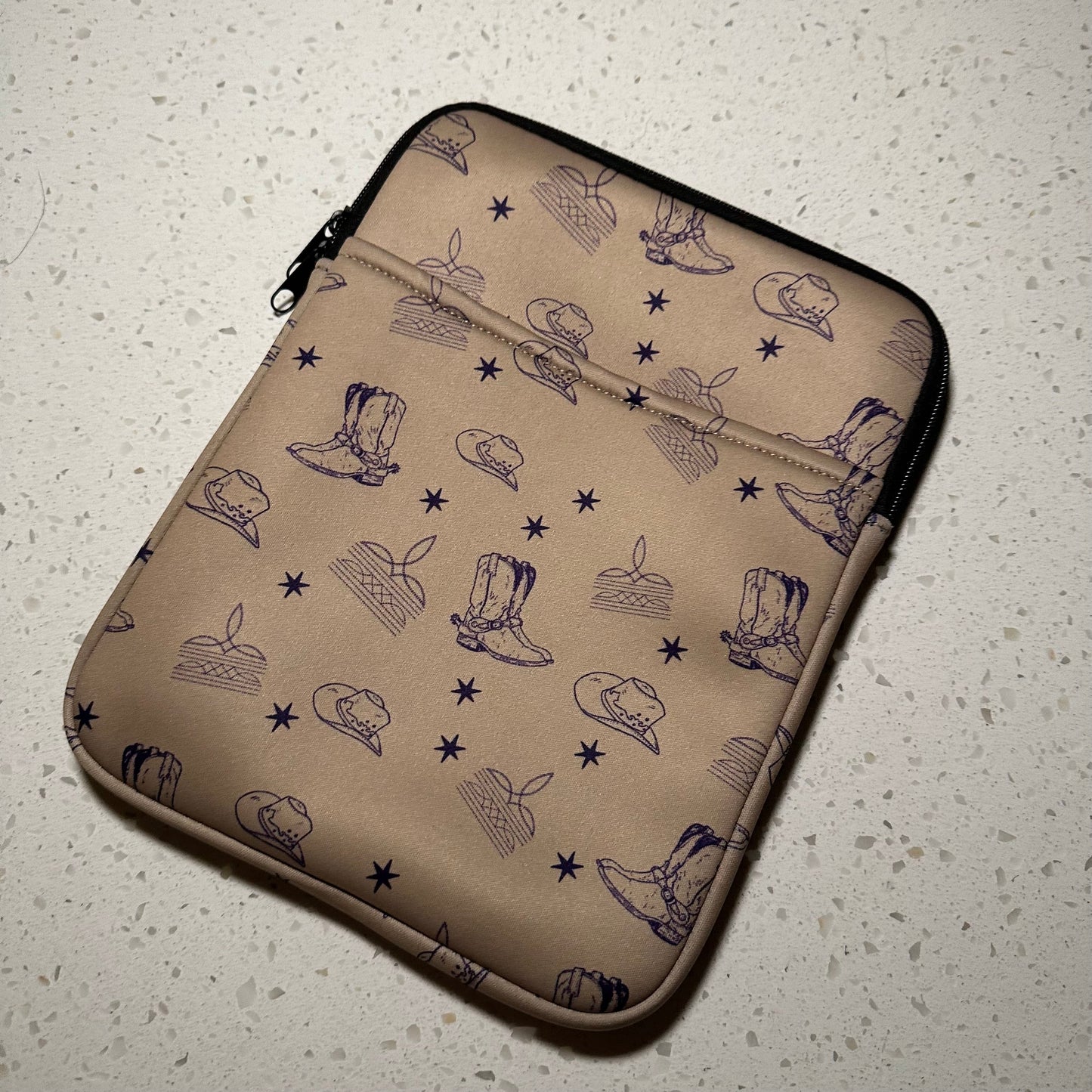Book Sleeve | Tablet Sleeve | Neutral Cowboy pattern Western Cover BashDesignsCo