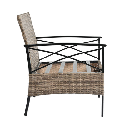Patio Furniture, Outdoor Furniture, Seasonal PE Wicker Furniture, Four Set Wicker Furniture With Black Metal Table V.I.P Digital Presence
