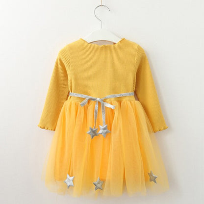 Bear Leader Girls Dress Pentagram Princess Dress Brand Girls Clothes Children Clothing European and American Style Girls Dresses