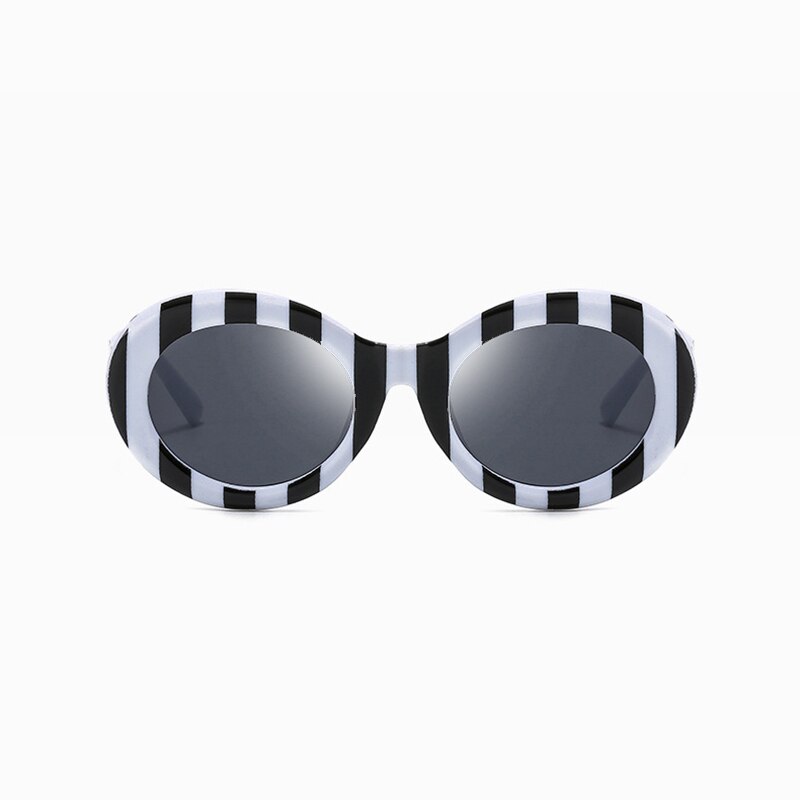 Striped Zebra Oval Sunglasses New Net Red Street Shot Personality Female Hip Hop Sunglasses Trend
