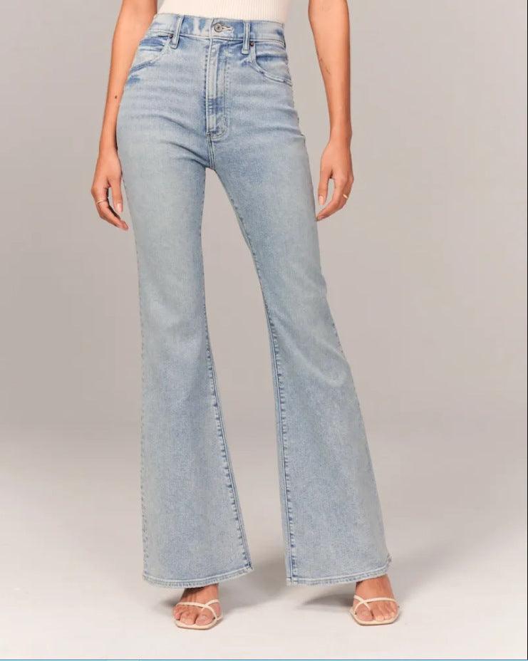 Retro Cowgirl High Waist Denim Jeans - Stylish Micro Flared Vintage Denim for Women Country in My Heart