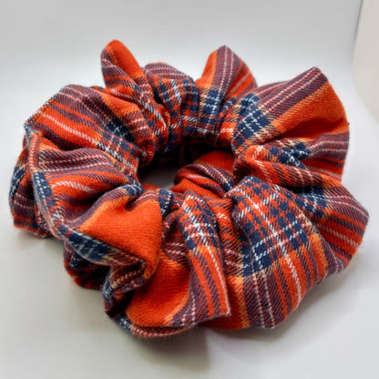 Orange & Navy Fall Plaid Scrunchie Enchanted Scrunch